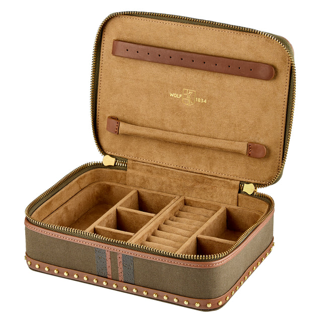 Ida Travel Zip Jewellery Case Khaki