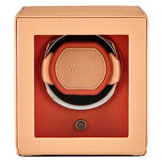 Cub Seltzer Single Watch Winder with Cover Peach/Orange