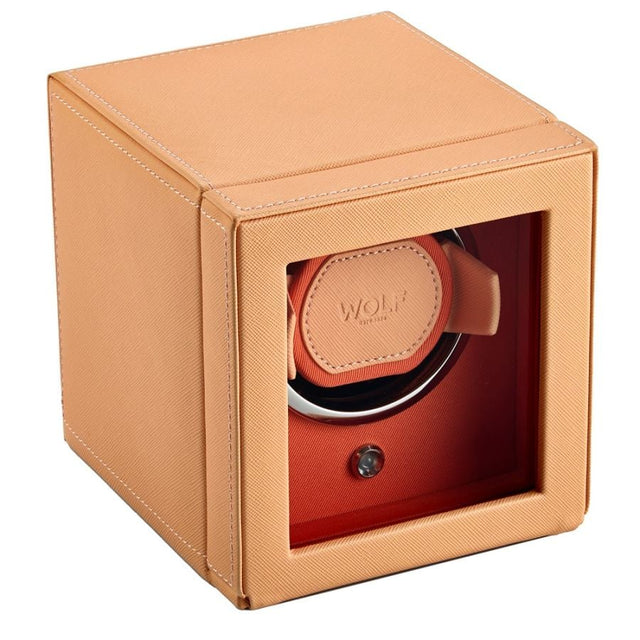 Cub Seltzer Single Watch Winder with Cover Peach/Orange
