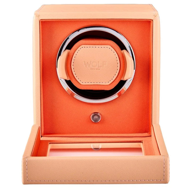 Cub Seltzer Single Watch Winder with Cover Peach/Orange