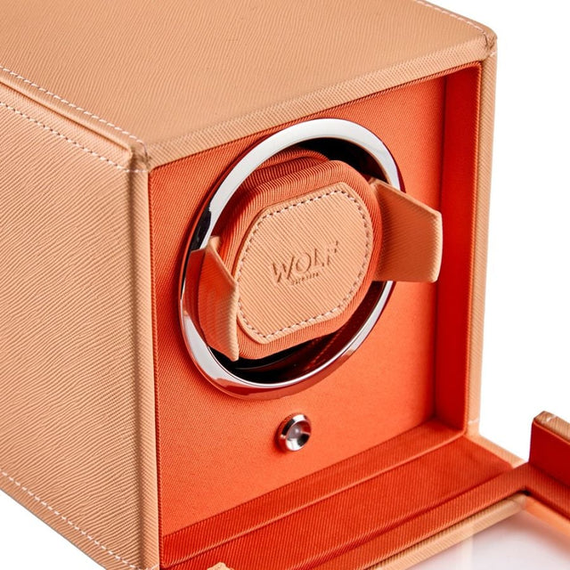 Cub Seltzer Single Watch Winder with Cover Peach/Orange