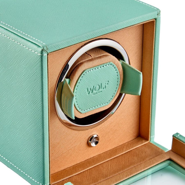 Cub Seltzer Single Watch Winder with Cover Mint/Peach