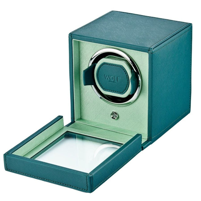Cub Seltzer Single Watch Winder with Cover Teal/Mint