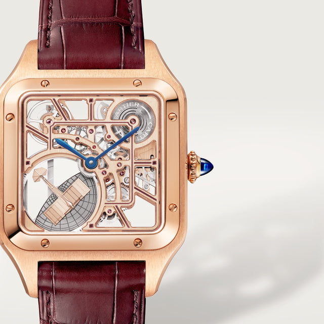Santos-Dumont skeleton watch equipped with a micro-rotor