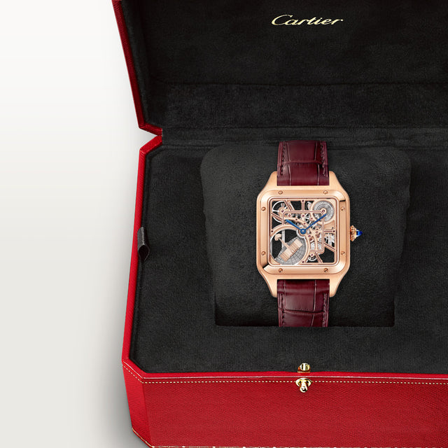 Santos-Dumont skeleton watch equipped with a micro-rotor