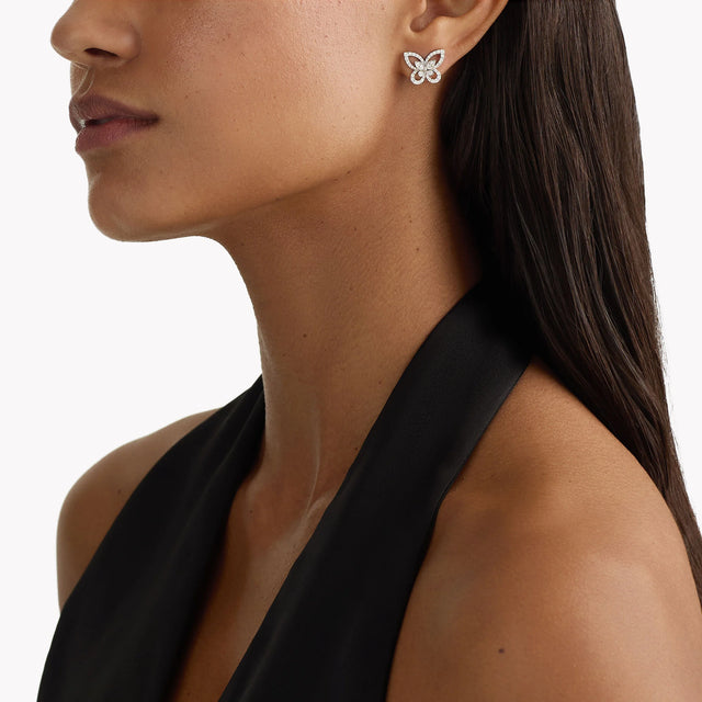 Butterfly Silhouette Diamond Mini Stud Earrings