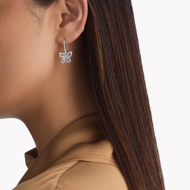 Butterfly Silhouette Diamond Drop Earrings