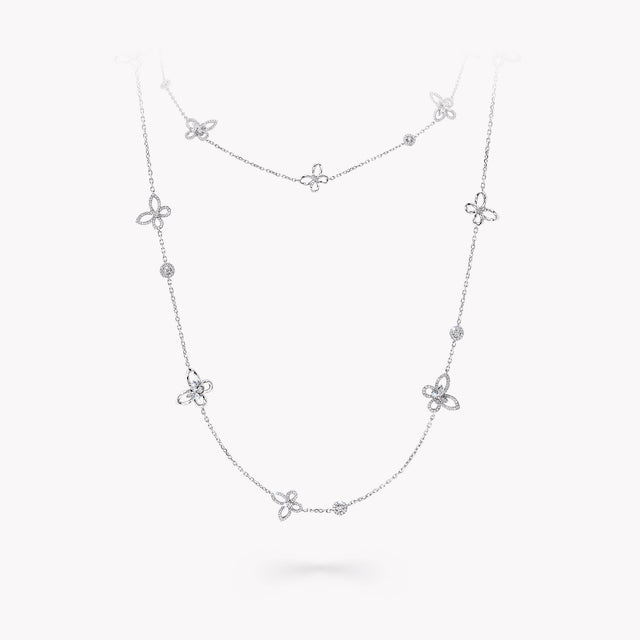 Butterfly Silhouette Diamond Long Necklace