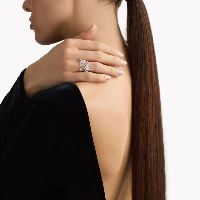 Multi Butterfly Silhouette Diamond Ring