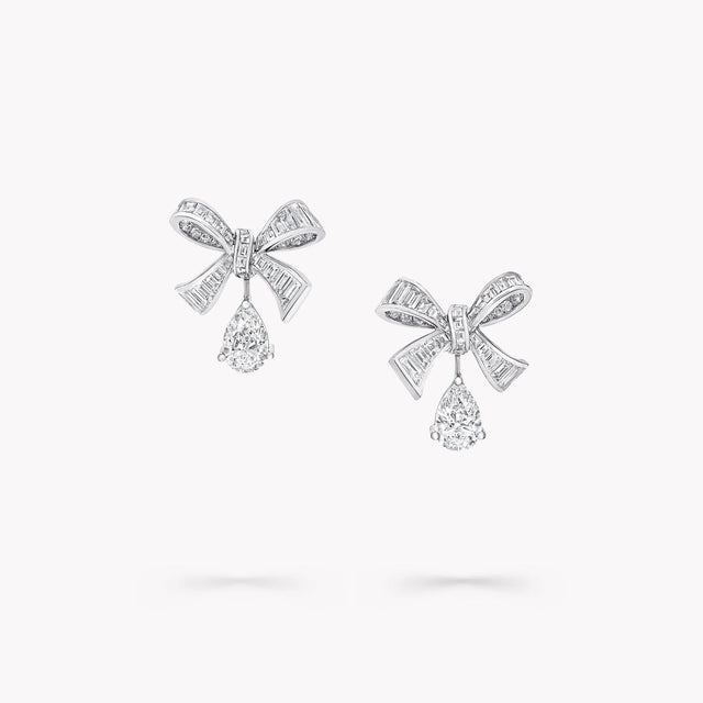 Tilda's Bow Baguette Cut Diamond Drop Earrings