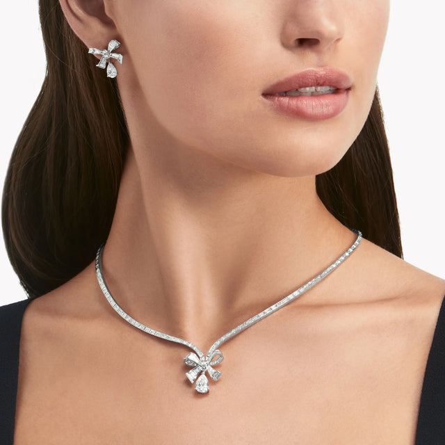 Tilda's Bow Baguette Cut Diamond Drop Earrings