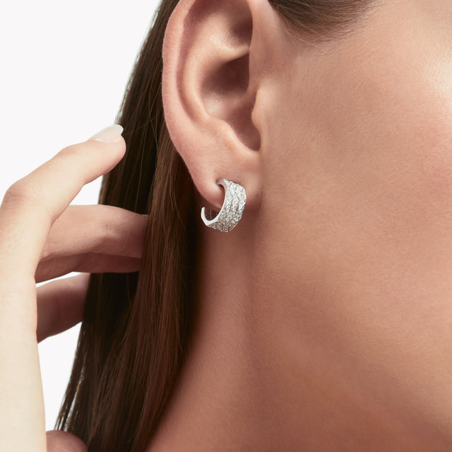 Laurence Graff Signature Triple Pavé Diamond Hoop Earrings