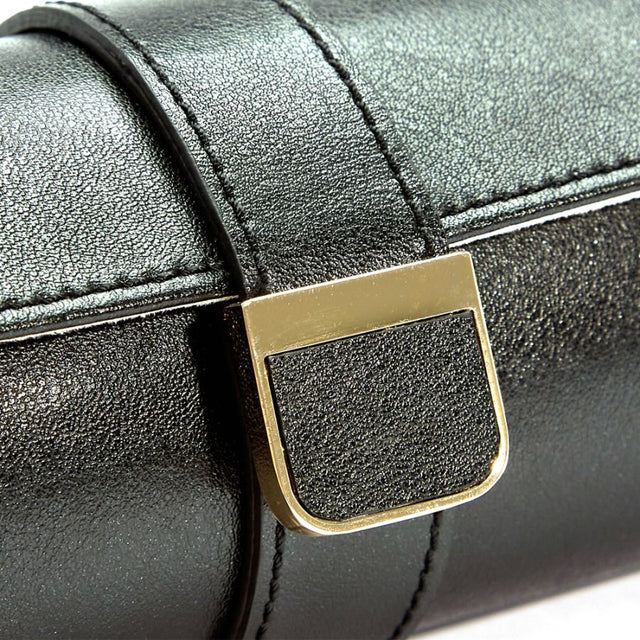 Wolf Palermo Double Watch Roll with Jewellery Pouch Black