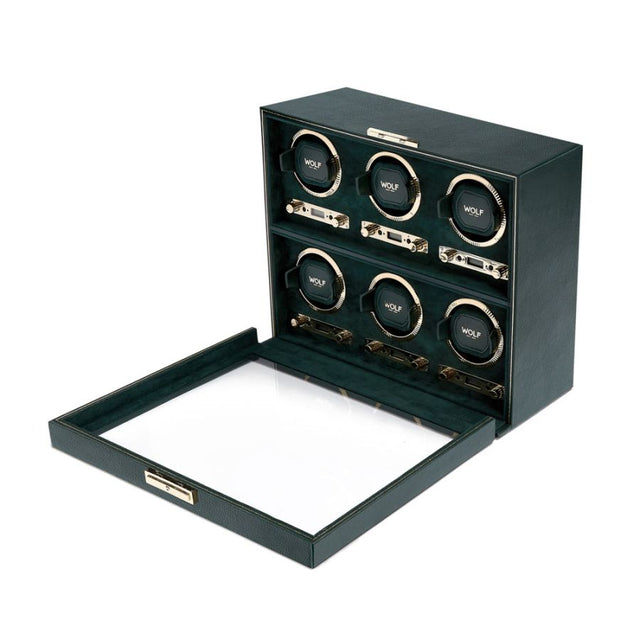 British Racing Green 6Pc Watch Winder