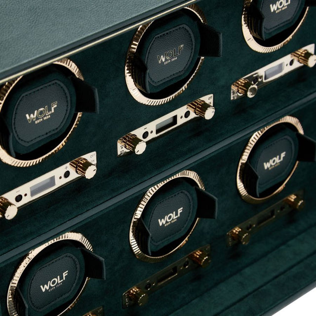 British Racing Green 6Pc Watch Winder